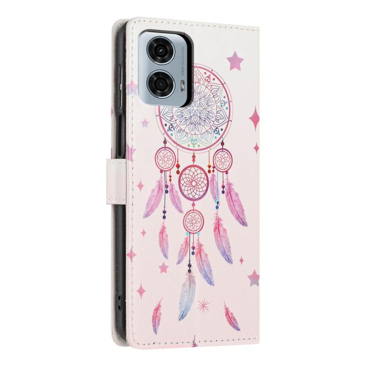 For Moto G24 Power Colorful Painting Vegan Leather Phone Case with Lanyard