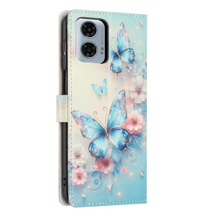 For Moto G24 Power Colorful Painting Vegan Leather Phone Case with Lanyard