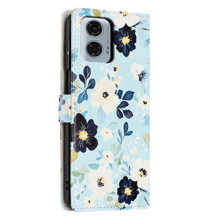 For Moto G24 Power Colorful Painting Vegan Leather Phone Case with Lanyard
