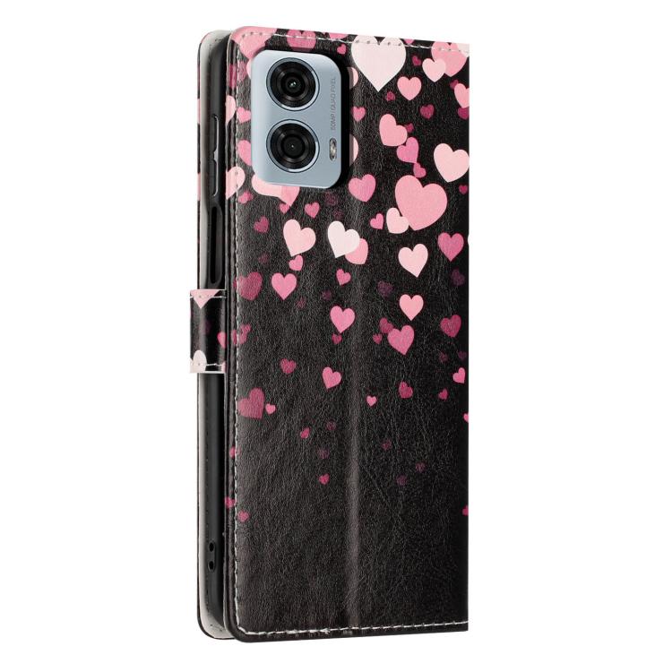 For Moto G24 Power Colorful Painting Vegan Leather Phone Case with Lanyard