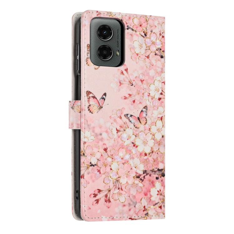 For Moto G 5G 2024 / G Play 2024 Colorful Painting Vegan Leather Phone Case with Lanyard