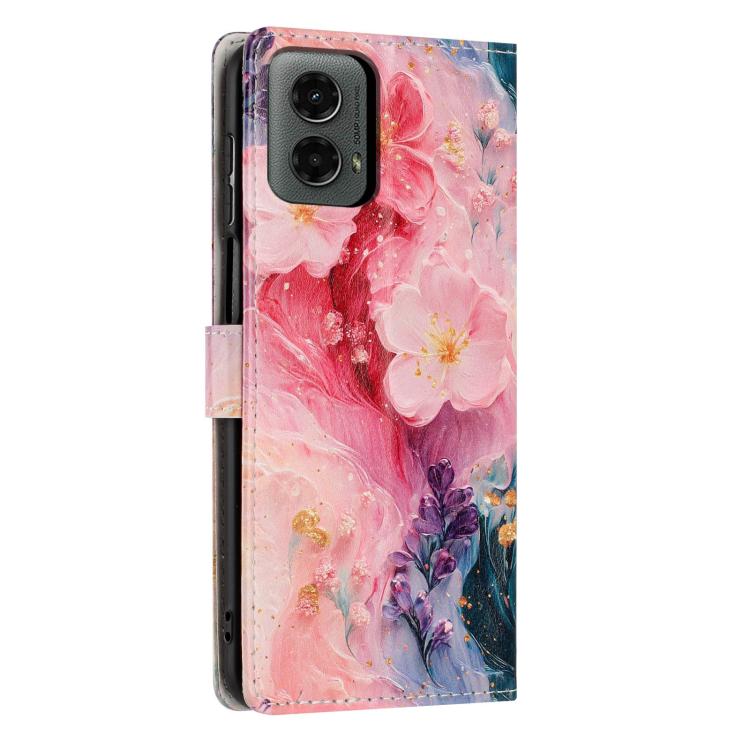 For Moto G 5G 2024 / G Play 2024 Colorful Painting Vegan Leather Phone Case with Lanyard