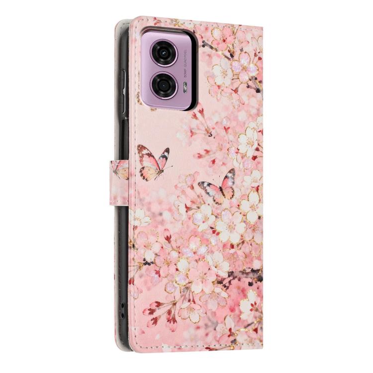 For Moto G04 / G24 Colorful Painting Vegan Leather Phone Case with Lanyard
