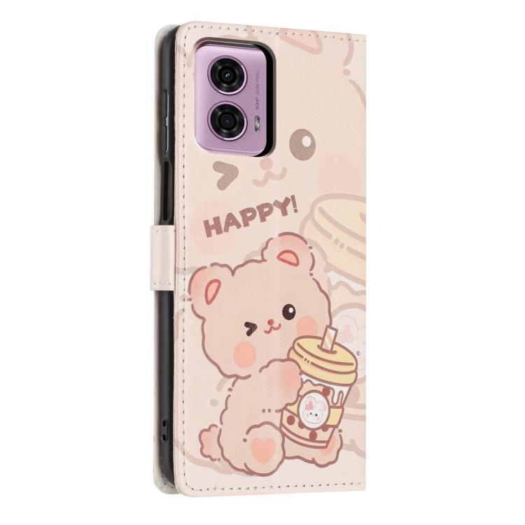 For Moto G04 / G24 Colorful Painting Vegan Leather Phone Case with Lanyard