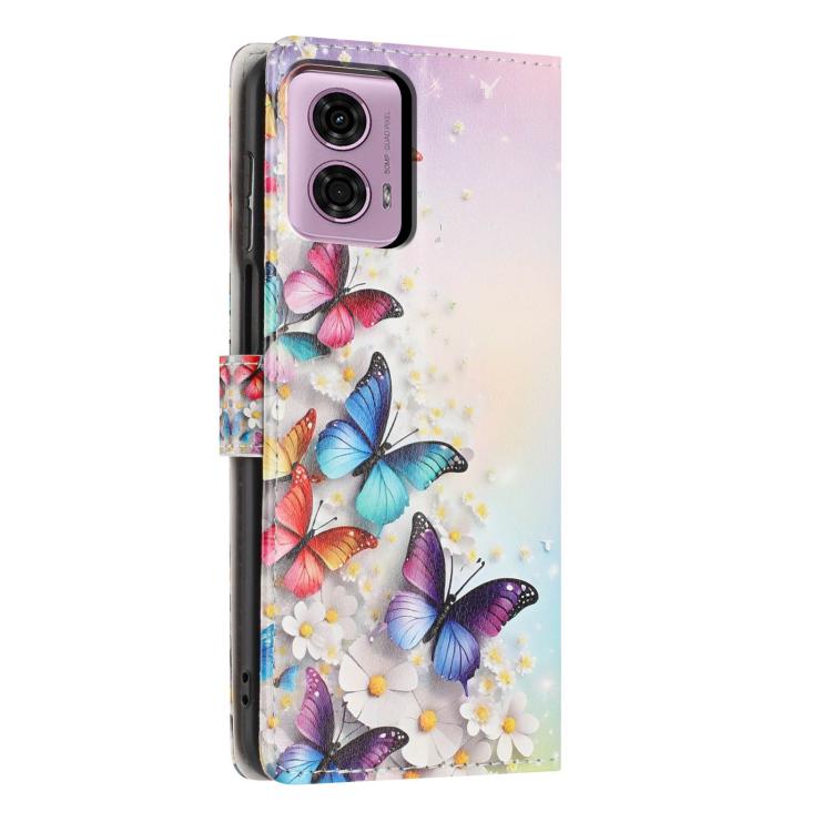 For Moto G04 / G24 Colorful Painting Vegan Leather Phone Case with Lanyard
