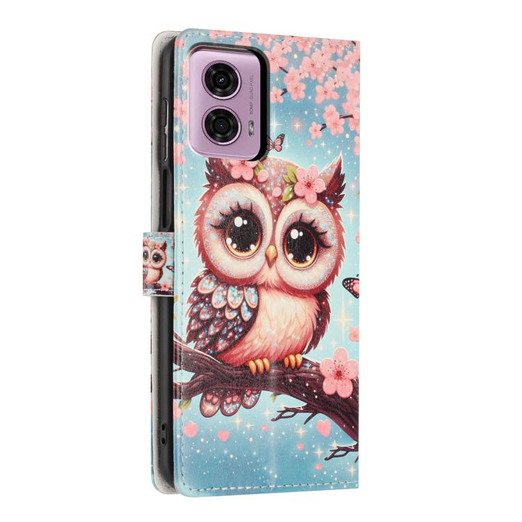 For Moto G04 / G24 Colorful Painting Vegan Leather Phone Case with Lanyard
