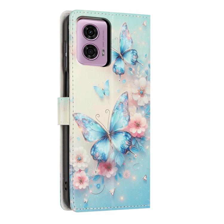 For Moto G04 / G24 Colorful Painting Vegan Leather Phone Case with Lanyard