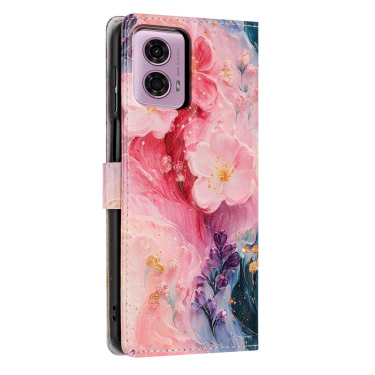 For Moto G04 / G24 Colorful Painting Vegan Leather Phone Case with Lanyard