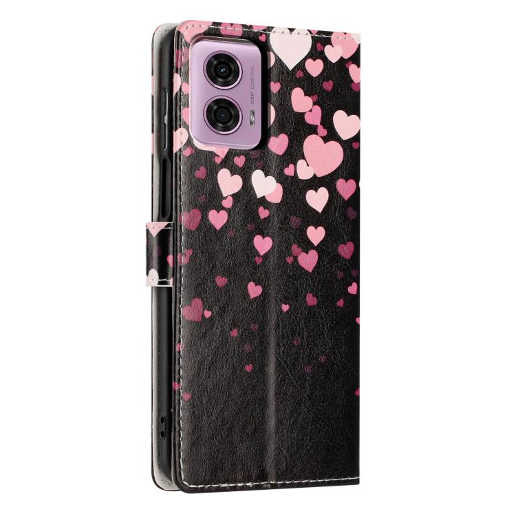 For Moto G04 / G24 Colorful Painting Vegan Leather Phone Case with Lanyard