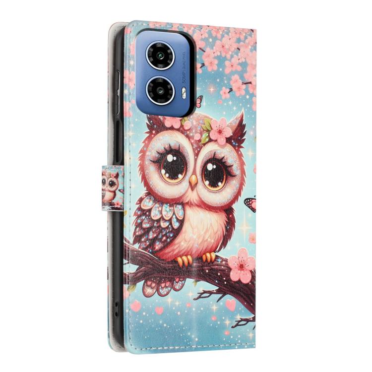 For Moto G34 Colorful Painting Vegan Leather Phone Case with Lanyard