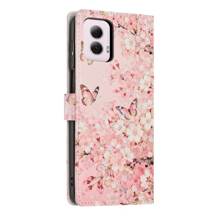 For Moto G Power 2024 Colorful Painting Vegan Leather Phone Case with Lanyard