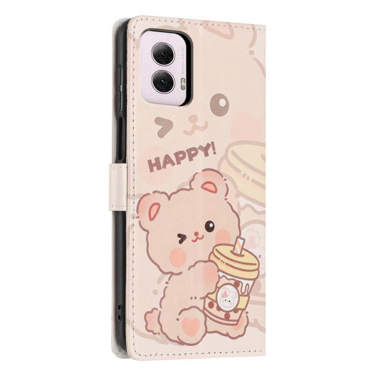 For Moto G Power 2024 Colorful Painting Vegan Leather Phone Case with Lanyard