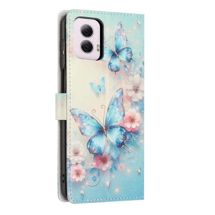 For Moto G Power 2024 Colorful Painting Vegan Leather Phone Case with Lanyard