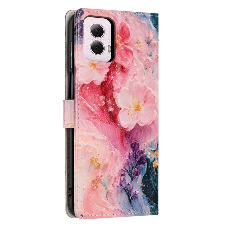 For Moto G Power 2024 Colorful Painting Vegan Leather Phone Case with Lanyard