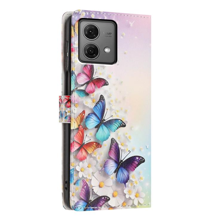 For Moto G84 Colorful Painting Vegan Leather Phone Case with Lanyard