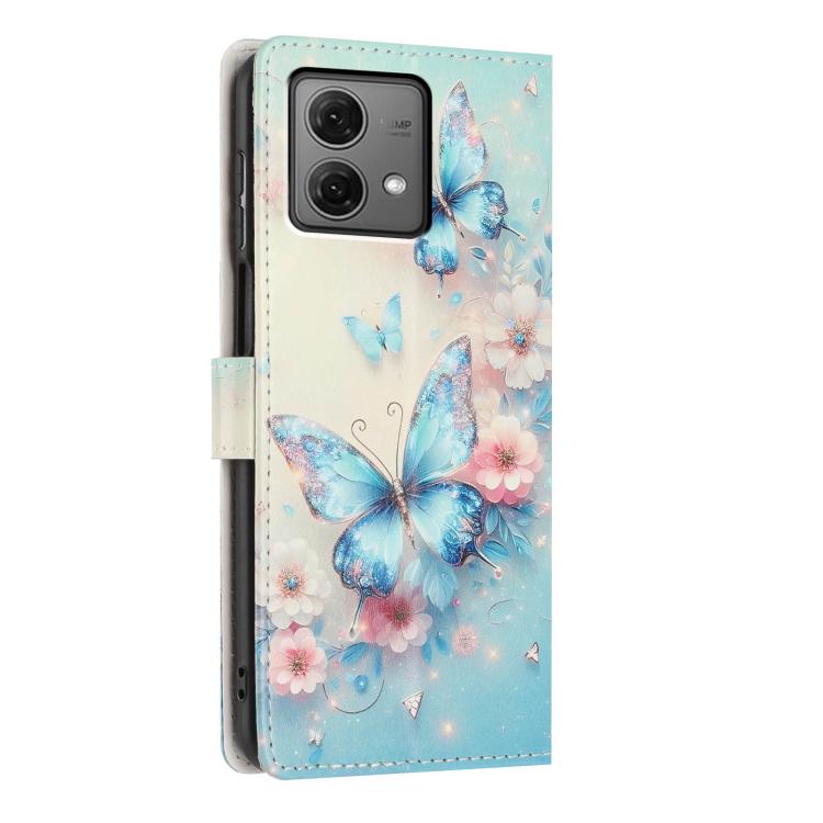 For Moto G84 Colorful Painting Vegan Leather Phone Case with Lanyard