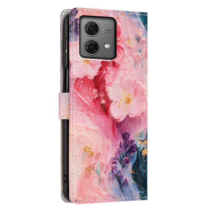 For Moto G84 Colorful Painting Vegan Leather Phone Case with Lanyard