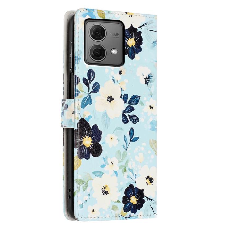 For Moto G84 Colorful Painting Vegan Leather Phone Case with Lanyard