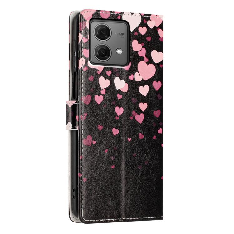 For Moto G84 Colorful Painting Vegan Leather Phone Case with Lanyard