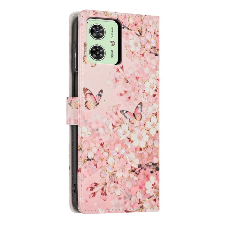 For Moto G54 Colorful Painting Vegan Leather Phone Case with Lanyard