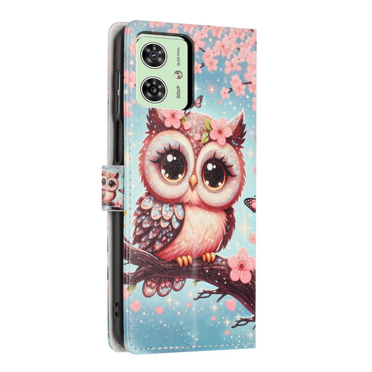 For Moto G54 Colorful Painting Vegan Leather Phone Case with Lanyard
