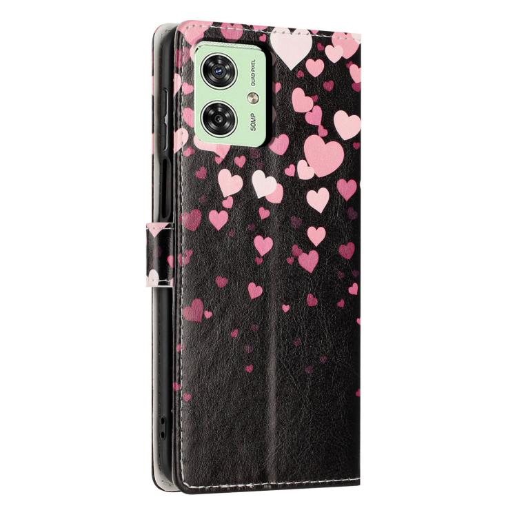 For Moto G54 Colorful Painting Vegan Leather Phone Case with Lanyard