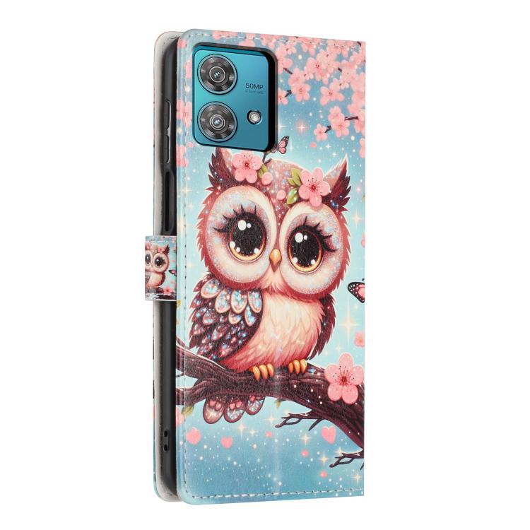 For Moto Edge 40 Neo Colorful Painting Vegan Leather Phone Case with Lanyard