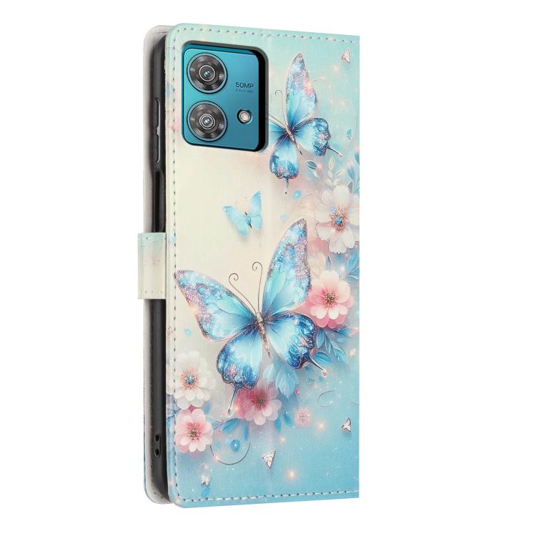 For Moto Edge 40 Neo Colorful Painting Vegan Leather Phone Case with Lanyard