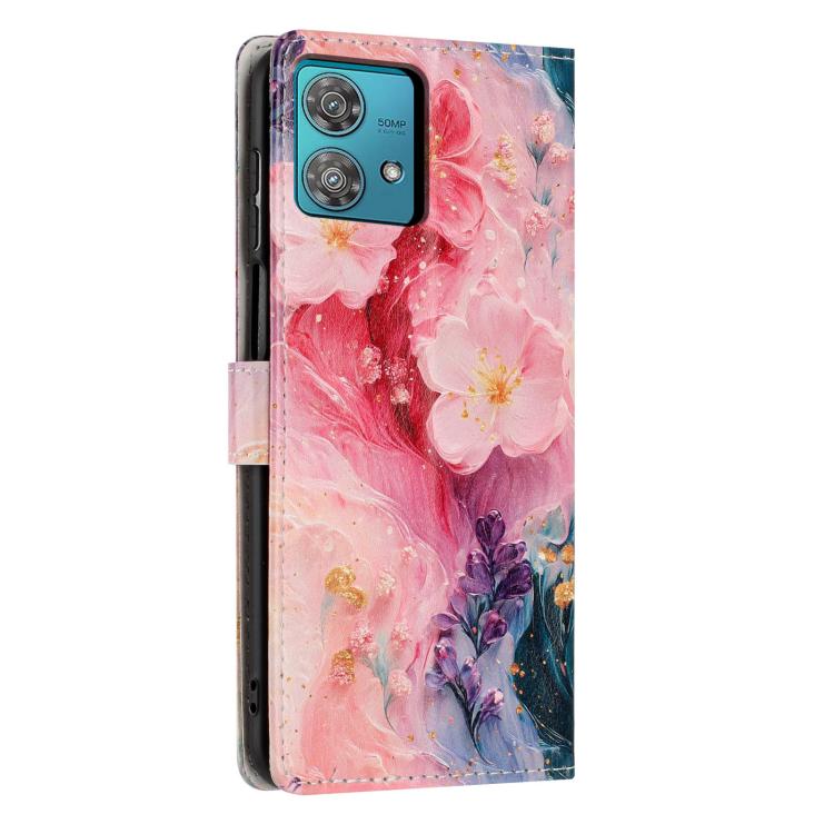For Moto Edge 40 Neo Colorful Painting Vegan Leather Phone Case with Lanyard
