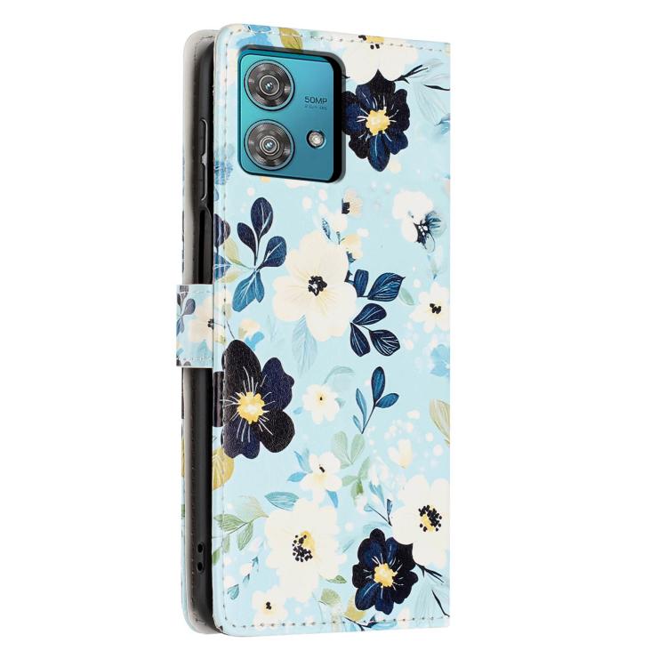 For Moto Edge 40 Neo Colorful Painting Vegan Leather Phone Case with Lanyard