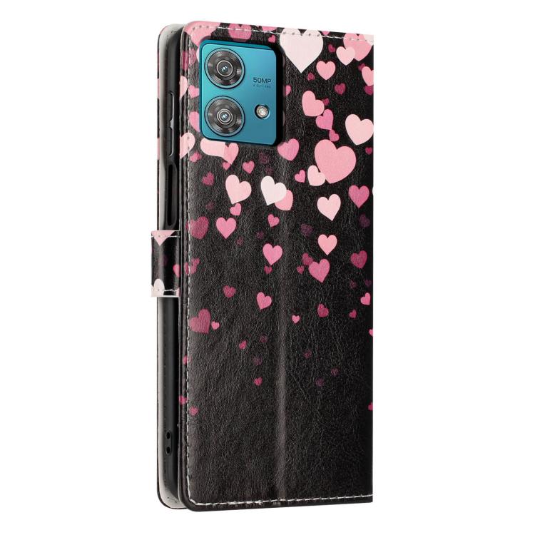 For Moto Edge 40 Neo Colorful Painting Vegan Leather Phone Case with Lanyard