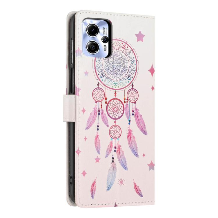 For Moto G13 Colorful Painting Vegan Leather Phone Case with Lanyard