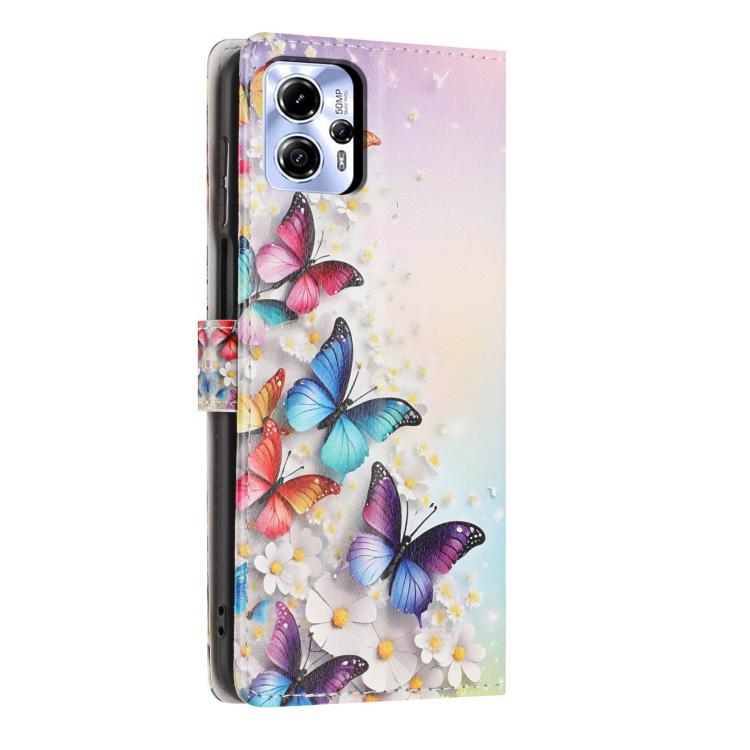For Moto G13 Colorful Painting Vegan Leather Phone Case with Lanyard