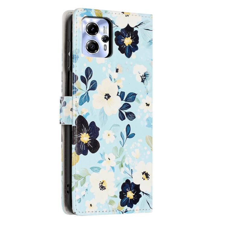 For Moto G13 Colorful Painting Vegan Leather Phone Case with Lanyard