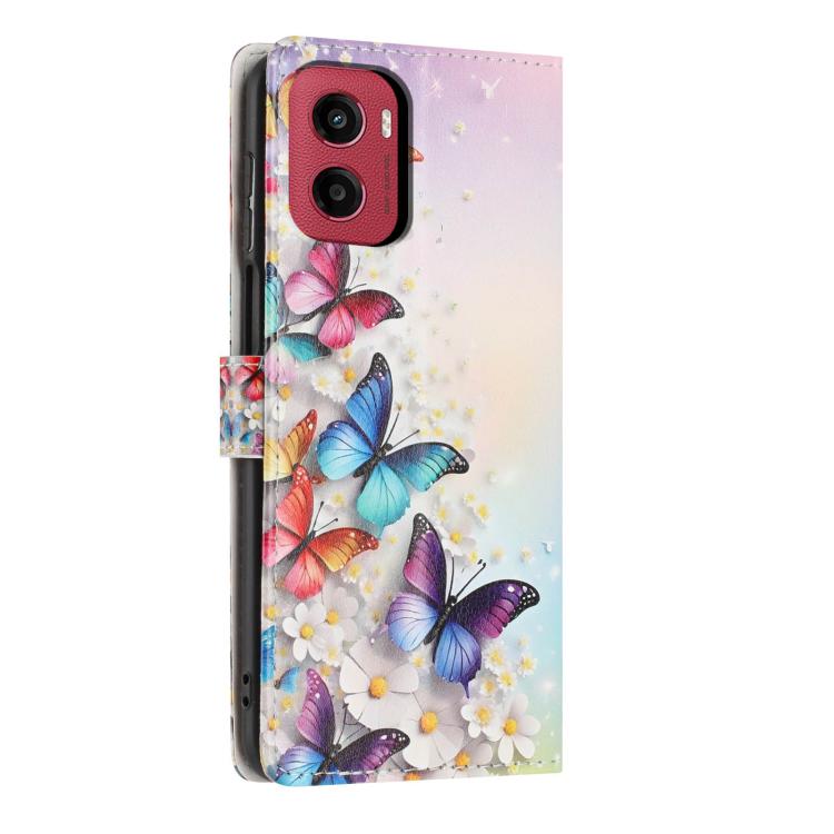 For Moto G05 Colorful Painting Vegan Leather Phone Case with Lanyard