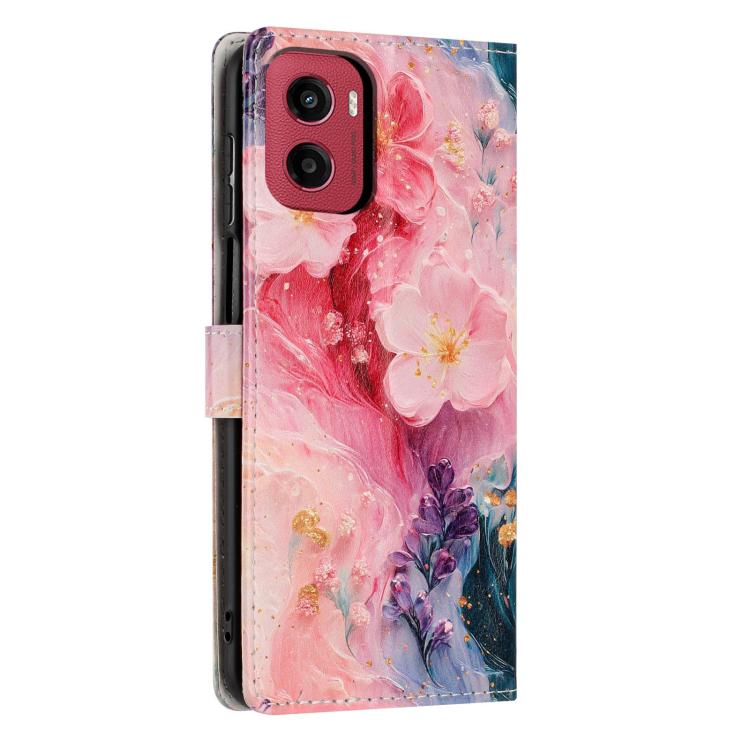 For Moto G05 Colorful Painting Vegan Leather Phone Case with Lanyard