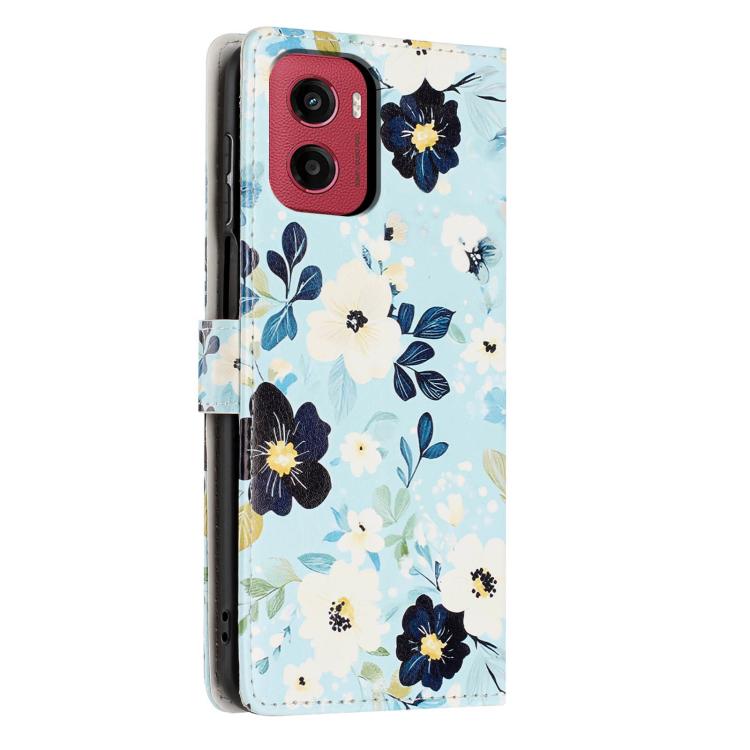 For Moto G05 Colorful Painting Vegan Leather Phone Case with Lanyard