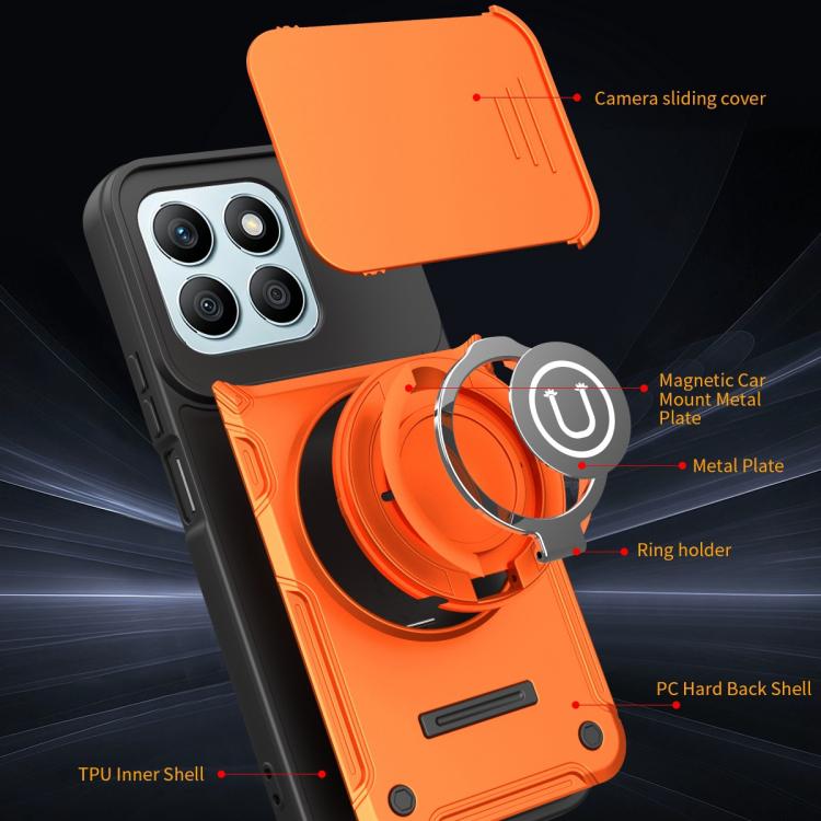 For Honor X8c 4G / X8b Sliding Camshield Holder Magnetic Phone Case