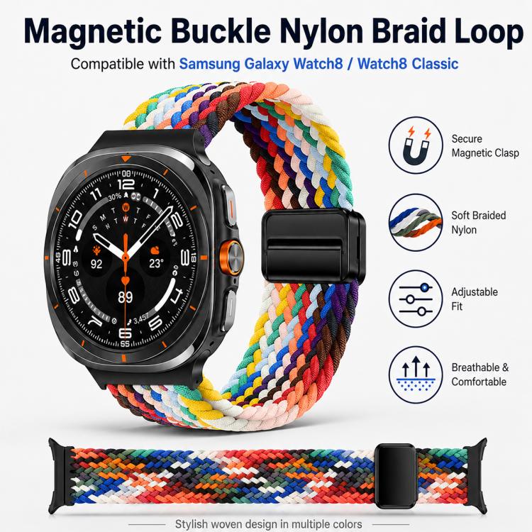 For Galaxy Watch8 / 8 Classic 5 Pack xDfind Magnetic Buckle Nylon Braid Loop Watch Band