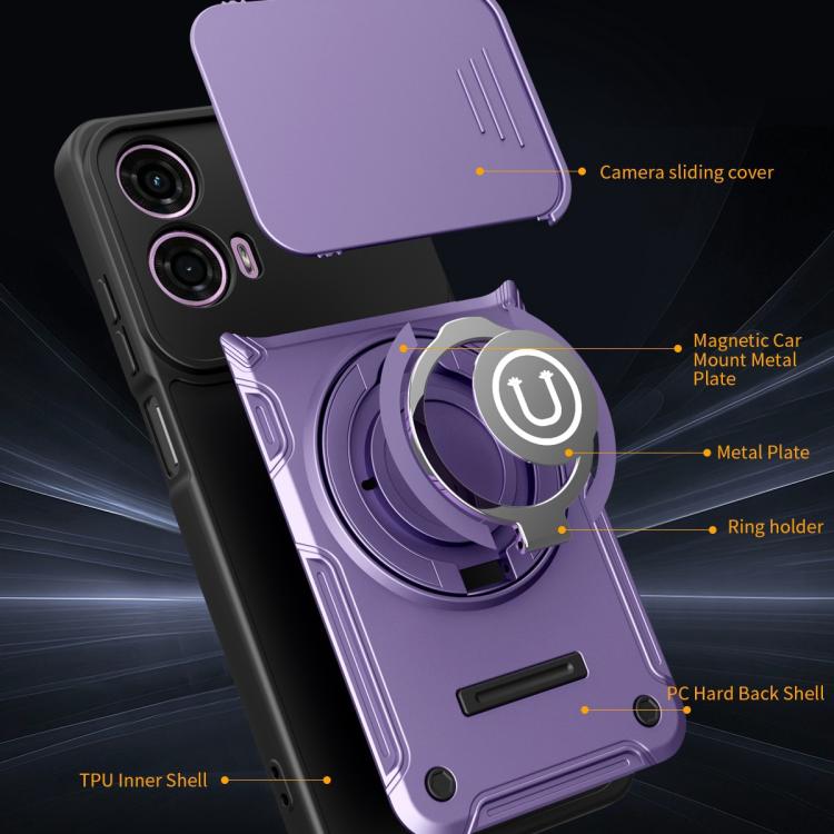 For Motorola Moto G04 / G24 / E14 Sliding Camshield Holder Magnetic Phone Case