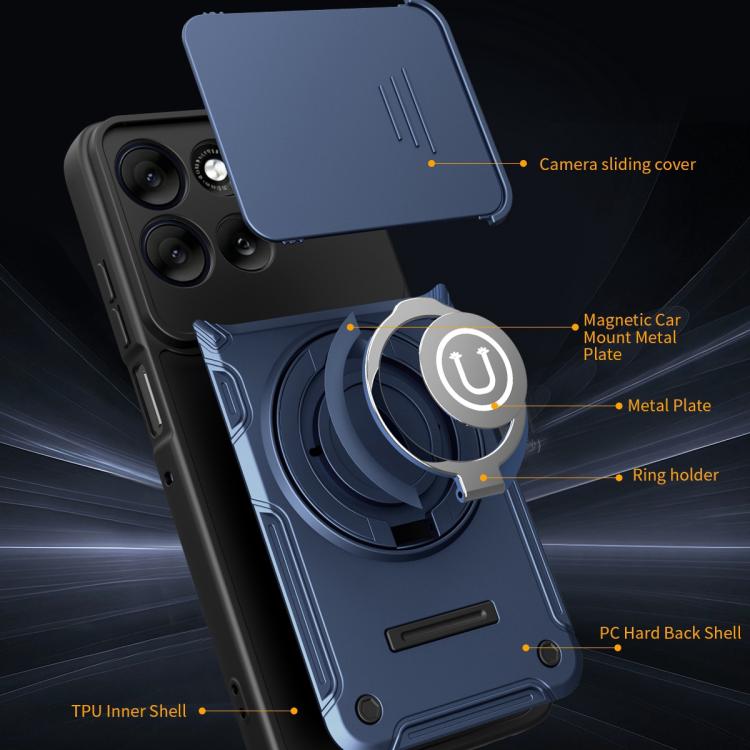 For Motorola Moto G15 / G15 Power Sliding Camshield Holder Magnetic Phone Case