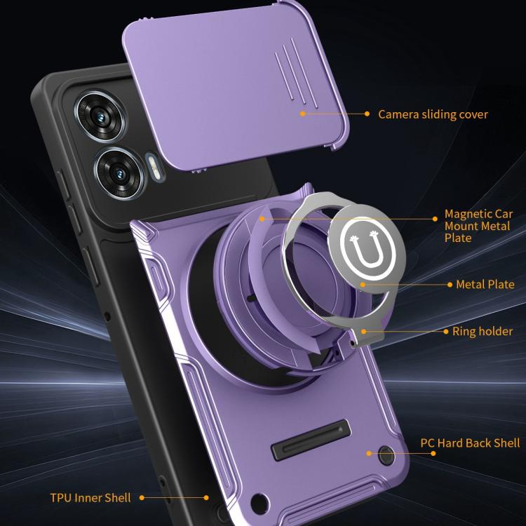 For Motorola Moto G35 Sliding Camshield Holder Magnetic Phone Case
