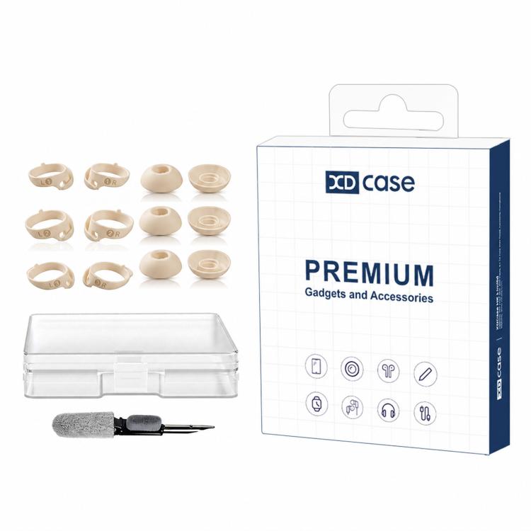 For Bose QuietComfort Earbuds II / Ultra / Sport XDcase 6 Pairs Replacement Silicone Ear Tips & Ear Hooks Kit, S/M/L Size, Cleaning Brush Color Random - Beige