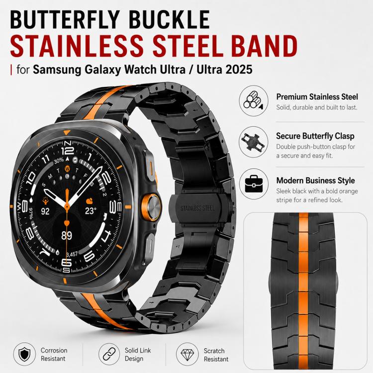 For Galaxy Watch Ultra / Ultra 2025 5 Pack xDfind Butterfly Buckle Stainless Steel Watch Band
