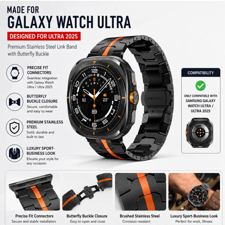 For Galaxy Watch Ultra / Ultra 2025 5 Pack xDfind Butterfly Buckle Stainless Steel Watch Band