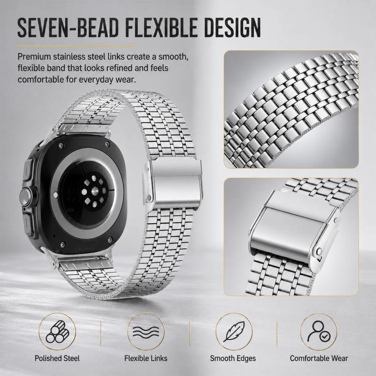 For Galaxy Watch8 / 8 Classic 5 Pack xDfind Seven Beads Buckle Stainless Steel Watch Band