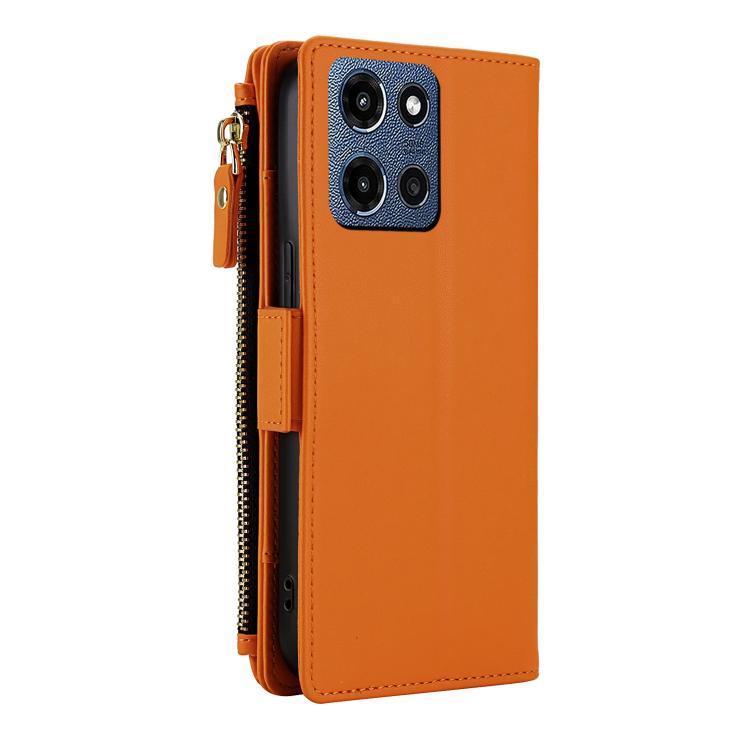 For Motorola Moto G 5G 2026 / G Play 5G 2026 Crossbody Diamond 9 Card Slots Zipper Bag Vegan Leather Phone Case