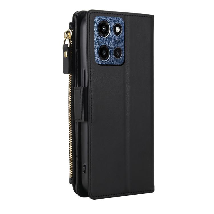 For Motorola Moto G 5G 2026 / G Play 5G 2026 Crossbody Diamond 9 Card Slots Zipper Bag Vegan Leather Phone Case
