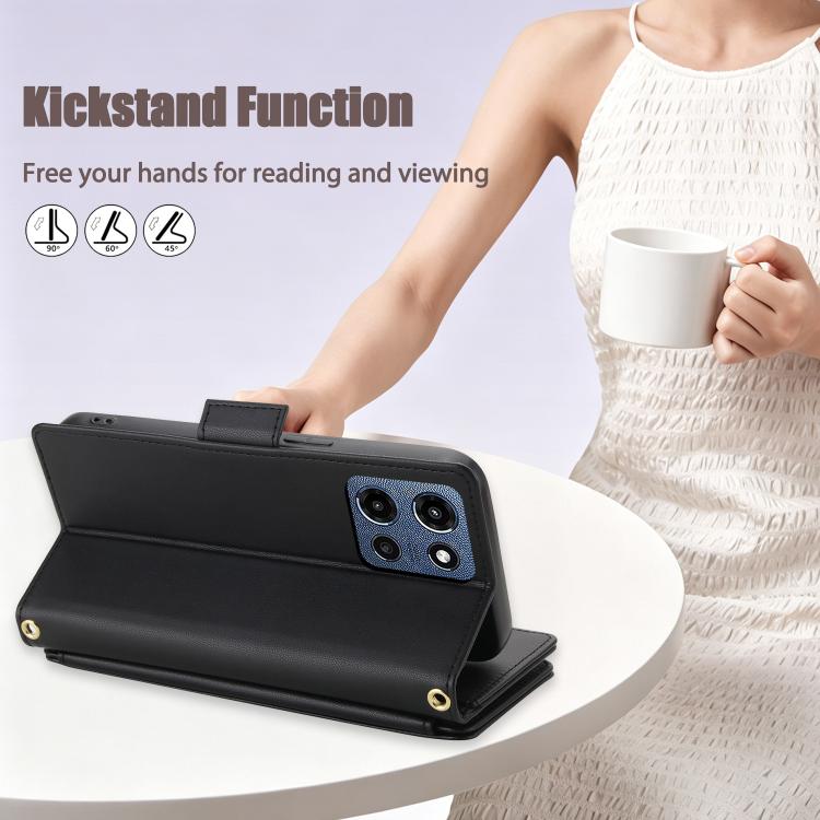 For Motorola Moto G 5G 2026 / G Play 5G 2026 Crossbody Diamond 9 Card Slots Zipper Bag Vegan Leather Phone Case