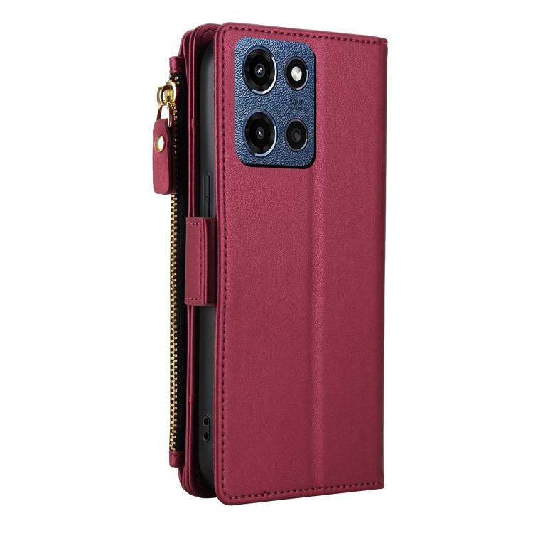 For Motorola Moto G 5G 2026 / G Play 5G 2026 Crossbody Diamond 9 Card Slots Zipper Bag Vegan Leather Phone Case